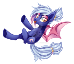 Size: 1024x891 | Tagged: safe, artist:centchi, oc, oc only, oc:moon sugar, bat pony, pony, bat pony oc, eyeshadow, makeup, simple background, solo, tail wrap, tongue out, transparent background, watermark