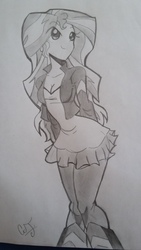 Size: 1836x3264 | Tagged: safe, artist:ajdudebro, sunset shimmer, equestria girls, g4, cute, shimmerbetes, traditional art