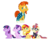 Size: 1000x800 | Tagged: safe, artist:dedonnerwolke, moondancer, starlight glimmer, sunburst, sunset shimmer, twilight sparkle, alicorn, pony, unicorn, g4, chest fluff, chibi, fluffy, harem, male, shimmerburst, ship:starburst, ship:twiburst, shipping, simple background, straight, sunburst gets all the mares, sundancer, transparent background, twilight sparkle (alicorn), twilight's counterparts