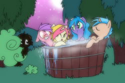 Size: 3139x2083 | Tagged: safe, artist:peachpalette, oc, oc only, oc:peach palette, pony, high res, hot tub, water