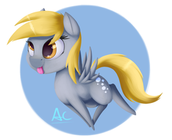 Size: 1311x1072 | Tagged: safe, artist:ac-whiteraven, derpy hooves, pegasus, pony, g4, chibi, cute, female, mare, solo, tongue out