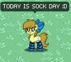 Size: 466x408 | Tagged: safe, oc, oc only, oc:basil nut, pony, pony town, clothes, socks, solo, striped socks