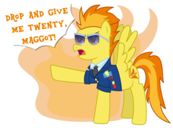 Size: 3481x2569 | Tagged: safe, artist:sketchmcreations, spitfire, pegasus, pony, g4, aviator sunglasses, clothes, drill sergeant, fire, high res, inkscape, necktie, pointing, simple background, spitfiery, spitfire's tie, sunglasses, talking, transparent background, uniform, vector, wonderbolts dress uniform