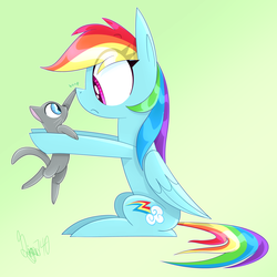 Size: 2260x2260 | Tagged: safe, artist:siggie740, rainbow dash, cat, pegasus, pony, g4, boop, cute, dashabetes, female, high res, mare, profile, simple background, sitting, solo