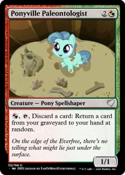 Size: 375x523 | Tagged: safe, edit, edited screencap, screencap, petunia paleo, earth pony, pony, g4, the fault in our cutie marks, card, ccg, female, filly, foal, fossil, magic the gathering, solo, spiny back ponysaurus, trading card, trading card edit