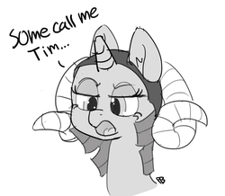 Size: 1280x1116 | Tagged: safe, artist:pabbley, pony, unicorn, monochrome, monty python, monty python and the holy grail, ponified, solo, tim the enchanter