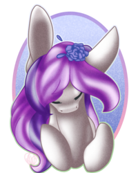 Size: 800x1000 | Tagged: safe, artist:immagoddampony, oc, oc only, pony, bust, eyes closed, flower, flower in hair, head down, solo