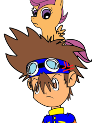 Size: 3072x4096 | Tagged: safe, artist:omegaridersangou, scootaloo, g4, digimon, digimon adventure, tai kamiya, taichi yagami