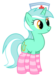 Size: 852x1152 | Tagged: safe, artist:tabrony23, lyra heartstrings, pony, unicorn, g4, clothes, female, mare, nurse, show accurate, simple background, socks, solo, striped socks, transparent background