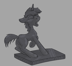 Size: 2500x2271 | Tagged: safe, artist:dombrus, oc, oc only, oc:socks, high res, inanimate tf, object horror, petrification, statue, transformation