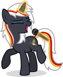 Size: 5000x6077 | Tagged: safe, artist:starlessnight22, oc, oc only, oc:velvet remedy, pony, unicorn, fallout equestria, absurd resolution, dancing, eyes closed, fanfic, fanfic art, female, glowing horn, hooves, horn, levitation, magic, makeup, mare, microphone, open mouth, raised hoof, show accurate, simple background, singing, solo, telekinesis, transparent background, vector