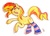 Size: 513x373 | Tagged: safe, artist:slasher0001, sunset shimmer, pony, unicorn, g4, clothes, female, sleeping, socks, solo, striped socks