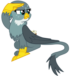 Size: 2888x3159 | Tagged: safe, artist:sketchmcreations, gabby, griffon, g4, the fault in our cutie marks, high res, mailbag, simple background, sitting, transparent background, vector, watching