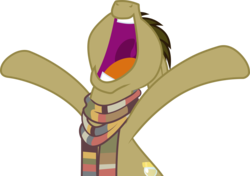 Size: 7157x5045 | Tagged: safe, artist:thejbw, doctor whooves, time turner, earth pony, pony, g4, slice of life (episode), .svg available, absurd resolution, cheering, clothes, male, scarf, simple background, solo, transparent background, vector