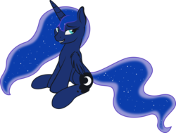 Size: 3000x2268 | Tagged: safe, artist:thejbw, princess luna, alicorn, pony, g4, bedroom eyes, female, high res, mare, simple background, sitting, smiling, smirk, solo, transparent background, vector