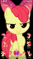 Size: 720x1280 | Tagged: safe, screencap, apple bloom, android, earth pony, pony, g4, cutie mark, female, homescreen, phone, smartphone, solo, the cmc's cutie marks