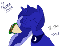 Size: 4900x3500 | Tagged: safe, artist:thejbw, princess luna, alicorn, pony, g4, absurd resolution, eating, female, food, sandwich, simple background, solo, transparent background