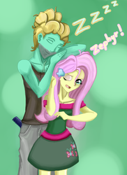 Size: 1337x1841 | Tagged: safe, artist:kittyprints91, fluttershy, zephyr breeze, equestria girls, g4, brother and sister, duo, equestria girls-ified