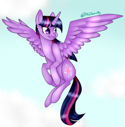 Size: 1918x1955 | Tagged: safe, artist:oniiponii, twilight sparkle, alicorn, pony, g4, female, flying, solo, twilight sparkle (alicorn)