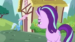 Size: 1100x618 | Tagged: safe, screencap, starlight glimmer, trixie, pony, g4, no second prances, butt, female, mare, out of context, plot