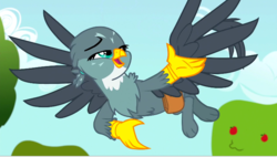 Size: 720x408 | Tagged: safe, screencap, gabby, griffon, g4, the fault in our cutie marks, apple tree, faic, female, open mouth, solo, tree