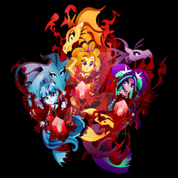 Size: 600x600 | Tagged: safe, artist:ii-art, adagio dazzle, aria blaze, sonata dusk, equestria girls, g4, the dazzlings, watermark