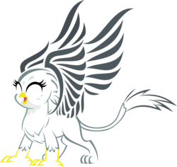 Size: 3172x3000 | Tagged: safe, artist:up1ter, gabby, griffon, g4, the fault in our cutie marks, claws, female, high res, lineart, minimalist, open mouth, simple background, solo, spread wings, transparent background, wings