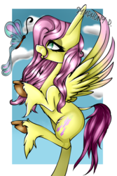 Size: 1000x1500 | Tagged: safe, artist:symphstudio, fluttershy, butterfly, g4, female, solo, unshorn fetlocks