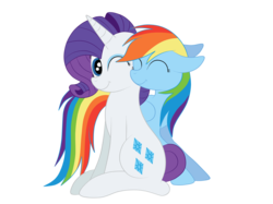 Size: 2592x1936 | Tagged: safe, artist:squipycheetah, rainbow dash, rarity, g4, bending, eyes closed, female, floppy ears, folded wings, happy, leaning, lesbian, looking back, nuzzling, one eye closed, ship:raridash, shipping, simple background, sitting, smiling, transparent background, vector