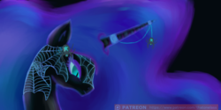 Size: 3270x1635 | Tagged: safe, artist:thatonelass, nightmare moon, pony, spider, star spider, g4, female, solo