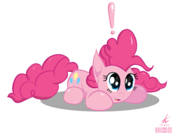 Size: 2200x1700 | Tagged: safe, artist:truffle shine, pinkie pie, g4, exclamation point, hide, prone, simple background, transparent background