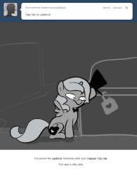 Size: 666x855 | Tagged: safe, artist:egophiliac, princess luna, moonstuck, g4, animated, bowtie, female, filly, gif, grayscale, hat, monochrome, solo, top hat, woona, woonoggles, younger