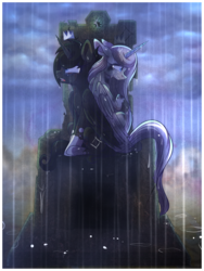 Size: 4000x5333 | Tagged: safe, artist:elskafox, oc, oc only, oc:ebony, oc:ivory, rain, sad