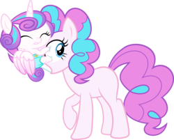 Size: 3739x3000 | Tagged: safe, artist:xebck, edit, editor:mrdoctorderpy, pinkie pie, princess flurry heart, alicorn, earth pony, pony, g4, my little pony: friendship is magic, the crystalling, assimilation, baby, baby alicorn, character to character, diaper, high res, simple background, transformation, transparent background, vector