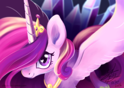 Size: 1190x842 | Tagged: safe, artist:chirpy-chi, princess cadance, g4, female, heart eyes, solo, wingding eyes