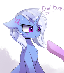 Size: 1600x1822 | Tagged: safe, artist:magnaluna, trixie, twilight sparkle, alicorn, pony, unicorn, g4, angry, annoyed, blushing, boop, chest fluff, cross-popping veins, cute, diatrixes, duo, ear fluff, emanata, female, floppy ears, fluffy, frown, glare, horn, imminent boop, leg fluff, lesbian, mare, non-consensual booping, nose wrinkle, scrunchy face, ship:twixie, shipping, simple background, sitting, solo focus, sweat, sweatdrop, twilight sparkle (alicorn), unamused, wavy mouth, white background
