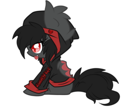 Size: 2802x2471 | Tagged: safe, artist:starlightlore, oc, oc only, oc:qetesh, bat pony, pony, clothes, fangs, high res, hoodie, simple background, tongue out, transparent background