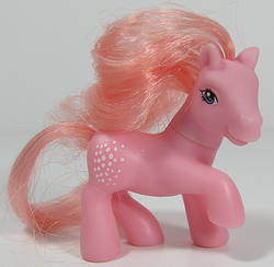 Size: 513x500 | Tagged: safe, photographer:breyer600, cotton candy (g1), g1, g3, dolly mix, g1 to g3, generation leap, irl, photo, solo, toy