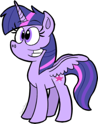 Size: 443x558 | Tagged: safe, artist:cinnajen, twilight sparkle, alicorn, pony, g4, butch hartman, female, simple background, smiling, solo, spread wings, style emulation, tara strong, the fairly oddparents, transparent background, twilight sparkle (alicorn), voice actor joke, wings