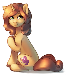 Size: 1400x1600 | Tagged: safe, artist:maccoffee, oc, oc only, oc:pelageya, pony, cute, female, green eyes, hooves, looking at you, mare, sitting