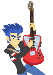 Size: 1600x2263 | Tagged: safe, artist:jucamovi1992, flash sentry, equestria girls, g4, guitar, male, rock (music), rocker, simple background, solo, transparent background