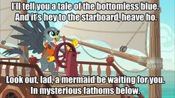 Size: 1920x1080 | Tagged: safe, edit, edited screencap, screencap, gabby, griffon, g4, the fault in our cutie marks, caption, gabby's shanty, image macro, meme, the little mermaid