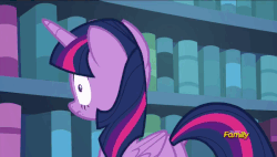 Size: 848x480 | Tagged: safe, screencap, twilight sparkle, alicorn, pony, the fault in our cutie marks, adorkable, animated, book, bookhorse, caption, cute, discovery family logo, dork, excited, eye shimmer, female, gif, happy, image macro, meme, smiling, solo, that pony sure does love books, twiabetes, twilight fuel, twilight sparkle (alicorn), wingboner