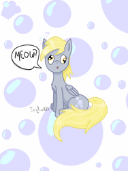 Size: 1536x2048 | Tagged: safe, artist:icyfire888, derpy hooves, pegasus, pony, g4, behaving like a cat, bubble, chest fluff, female, mare, solo