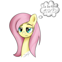 Size: 5000x5000 | Tagged: safe, artist:dotdotdotfreak, fluttershy, pegasus, pony, flutter brutter, g4, absurd resolution, bust, cross-popping veins, female, frown, peeved, portrait, simple background, solo, thought bubble