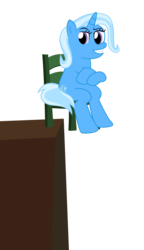 Size: 2678x4650 | Tagged: safe, artist:sketchmcreations, trixie, pony, unicorn, g4, balancing, chair, crossed arms, edge, female, inkscape, mare, simple background, sitting, smiling, solo, transparent background, vector