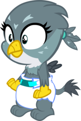 Size: 1309x1947 | Tagged: safe, artist:megarainbowdash2000, gabby, griffon, g4, the fault in our cutie marks, baby, baby griffon, bipedal, chickub, cute, diaper, female, gabbybetes, simple background, solo, transparent background, younger
