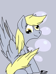 Size: 1200x1600 | Tagged: safe, artist:roomble, derpy hooves, pegasus, pony, g4, bubble, female, mare, solo