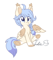 Size: 500x567 | Tagged: safe, artist:indiefoxtail, oc, oc only, oc:vanilla fluff, sitting, solo