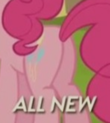 Size: 480x536 | Tagged: safe, screencap, pinkie pie, pony, g4, all new, butt, cropped, female, mare, plot, solo, text